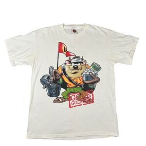 RARE Looney Tunes Taz Golf T Shirt Delta Pro‎ Weight Vintage Mens Large 1998